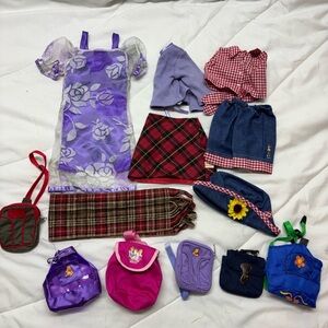 Bundle Doll Clothing, Accessories- bags, backpacks, purses hats, scarves Set 18”